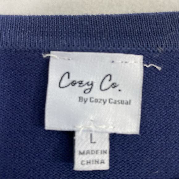 Women Nautical Sweater Size Large Blue White Stripe Coastal Long Sleeve Pullover - Picture 3 of 9